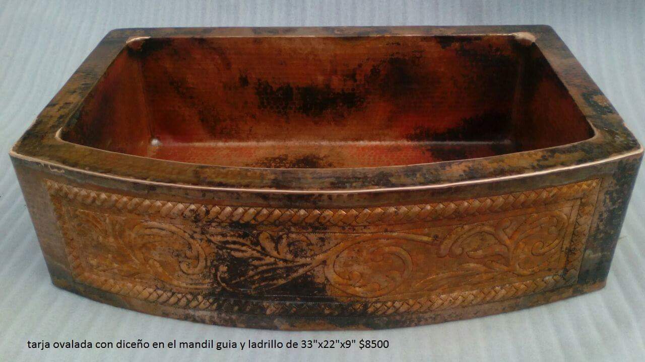33 copper art double wall hammered farm sink $ 750.00 